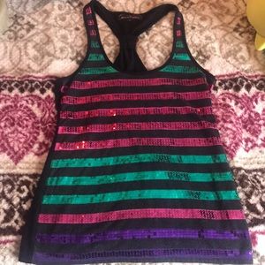 Stripped sequin tank